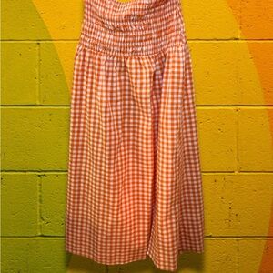 Princess Polly Orange Checkered Jamilla Maxi Skirt NWT 100% Cotton Size 10